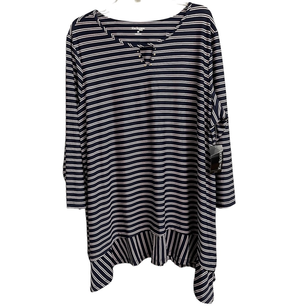 Women’s Blue and Pink Striped Top